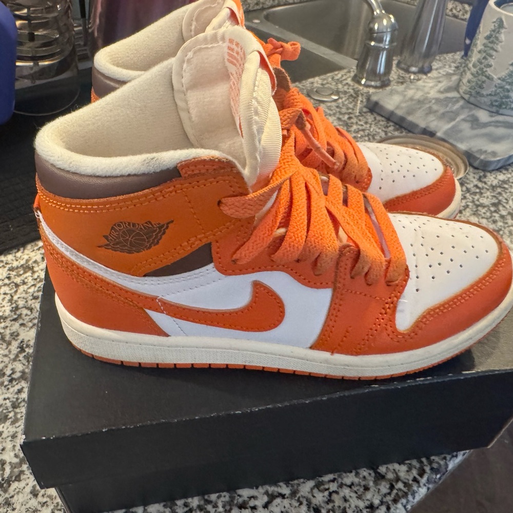 Jordan Kids Orange and White Sneakers